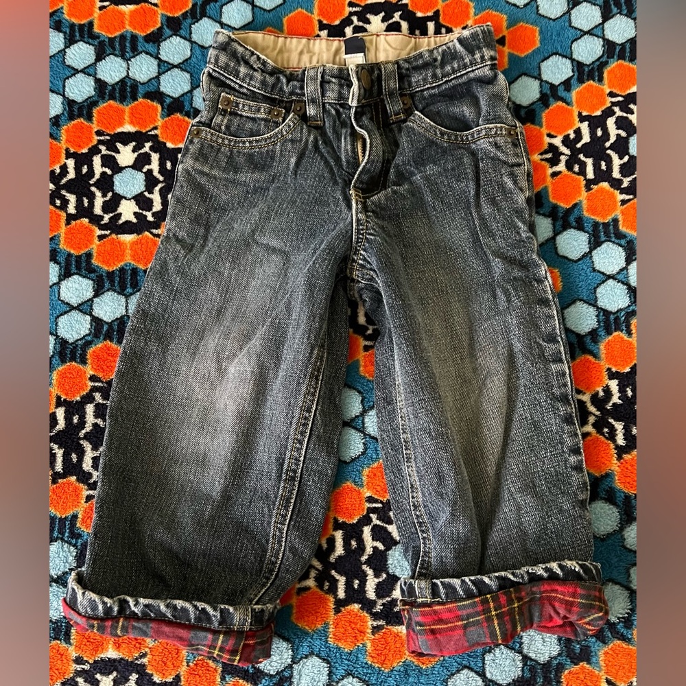 Gap Baby Boy Plaid lined Denim Jeans -heavier weight